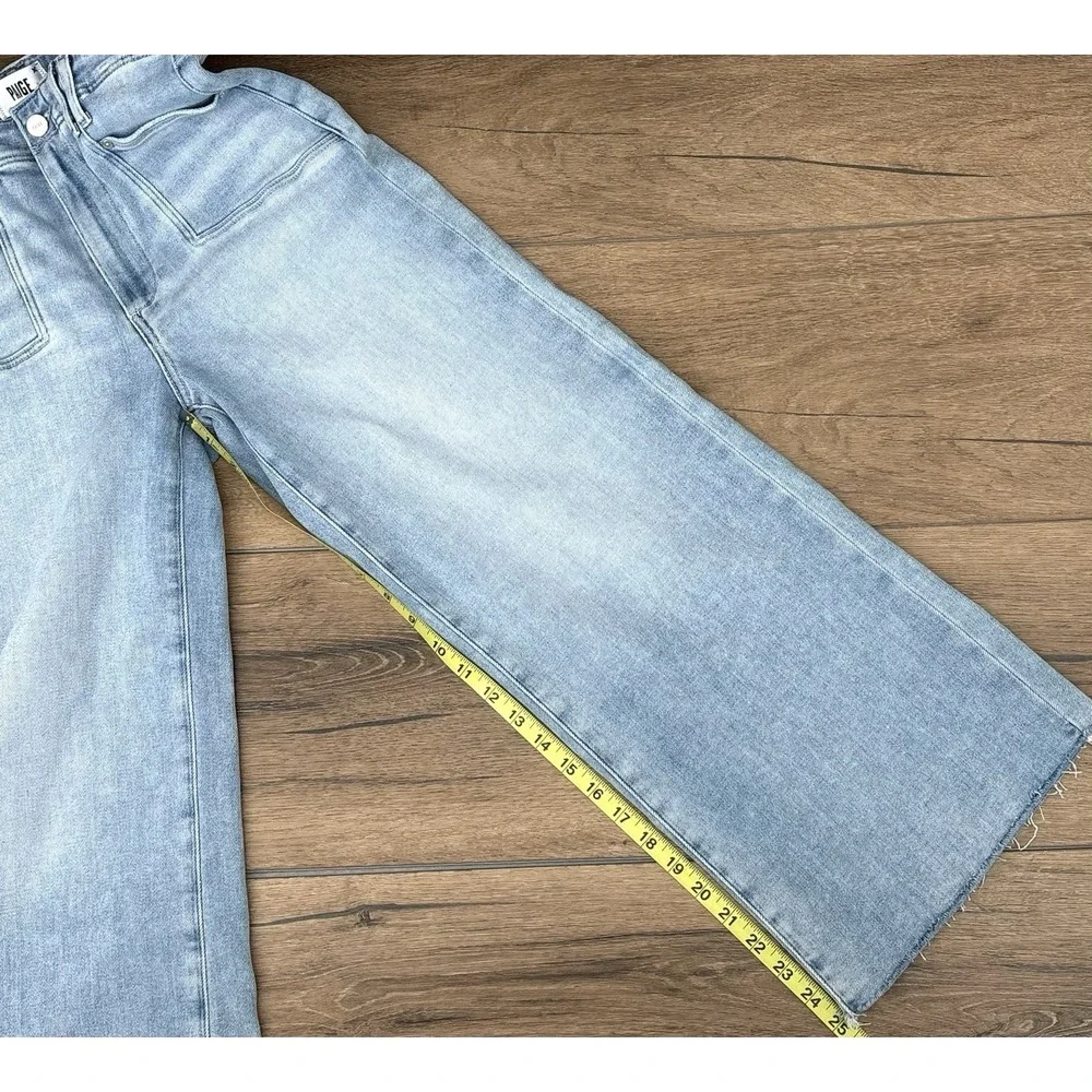 PAIGE Anessa Wide Leg Cropped Jeans Size 27 Shooting Star Raw Hem High Rise - Picture 8 of 11
